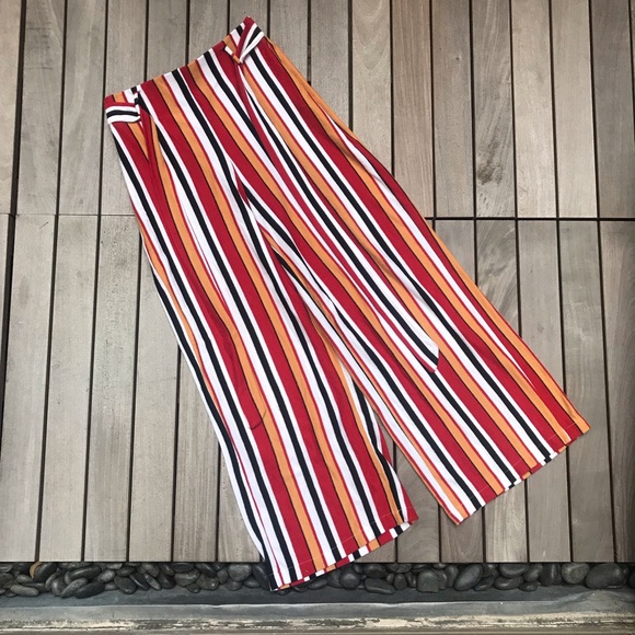 striped colourful trousers